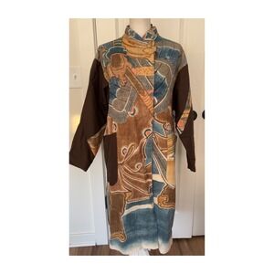 Asian Art To Wear Coat Kimono Robe Japanese Warrior Patchwork Print